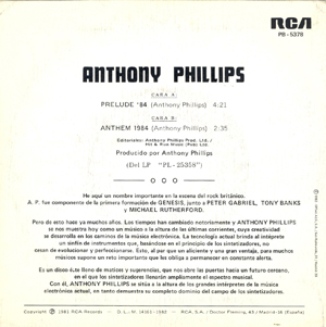 Rear cover of the Spanish single release